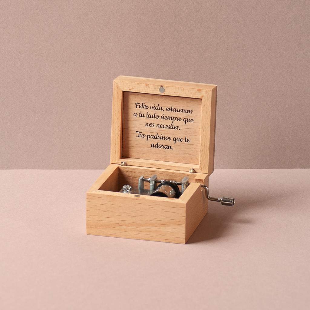 Caja musical pequeña de madera de haya Poulain